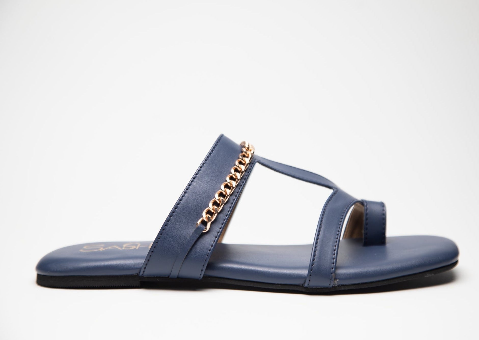 Chained Flats - Navy Blue