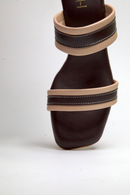 Two-Toned Strappy Heels-Beige & Brown