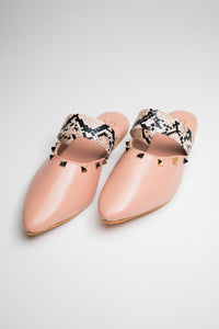 Studded Mules - Peach
