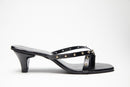 Gold Studded Kitten Heels - Black